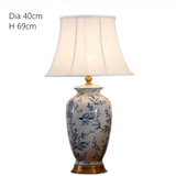 New Chinese Classical Porcelain Table Lamp Foyer Bed Room Blue and White Ceramic Europrean Desk Reading Night Light D30