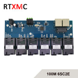 3pcs 6SC2E Fast Ethernet 10/100M Ethernet Switch 6 Fiber Port SC 20KM 2 UTP RJ45 Fast Fiber Optical Switch with power supply
