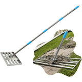 Lawn Leveling Rake Stainless Steel Leveling Tool Length Adjustable Sand Gravel Lawn Leveler for Courtyard Golf-Lawn Leveling