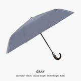 PARACHASE Automatic Folding Umbrella Men Women 10K Strong Windproof Rain Umbrellas Anti UV Sun Protection Wooden Handle Paraguas