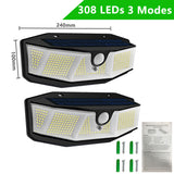 308 LEDs Solar Light Outdoor 3 Modes IP65 Waterproof Modern Wall Lamp With PIR Motion Sensor Street Lights For Garden Decoration
