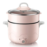 220V 2.5L Electric Cooking Pot Multifunction Mini Hot Pot Non-stick Multi Cooker Electric Steamer Hotpot White/Pink Color