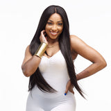 Front Lace Wig Ladies Long Straight Hair Black Middle Split Full Top Chemical Fiber Headgear