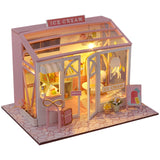 DIY Wooden Dollhouse Assembled Sushi Dessert Shop Miniature with Furniture Doll House Casa Toys for Children Adult Gifts