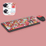 Kawaii Wireless Keyboard and Optical Mouse Combo Silent 2.4GHz Wireless with Colorful Cute 110 Keys Full-Sized Keyboard for PC
