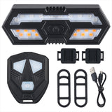 WEST BIKING 5m Remote Bike Taillight LED Turn Signal Bicycle Light Waterproof USB Rechargeable Cycling Rear Lamp and Alarm Sound