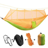 1-2 Person Portable Outdoor Camping Hammock with Mosquito Net High Strength Parachute Fabric Hanging Bed Hunting Sleeping Swing