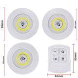 3W Mini COB Cabinet Lamp Wireless Remote Control Smart LED Wardrobe Dimmable Night Lights for Home Stairs Kitchen Aisle Bathroom