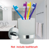 Round Glass Cup Hotel Wall Mounted Toothbrush Holder Home Toothpaster Accessories Toilet Bathroom Stainless Steel Organizer