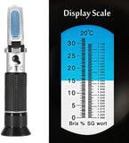 Beer Wort Refractometer,Brix/Specific Gravity Refractometer for Beer Brewing, Dual Scale(Brix 0-32%, SG Wort 1.000-1.130)