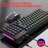 HXSJ L99 2.4G Wireless Rechargeable Keyboard Mouse Combo 96 Keys RGB Membrane Keyboard Colorful Backlight Gaming Mouse Set