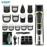 VGR 14in1 grooming kit rechargeable hair beard trimmer for men face body washable hair clipper electric nose ear