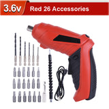 3.6V Cordless Electric Screwdriver Rechargeable Power Screwdriver Battery Electric Tool Twistable Handle LED Home DIY Power Tool