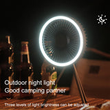 Multifunctional Mini USB Rechargeable Fan Portable Outdoor Tripod Camping Ceiling Fan with Led Light 10000mAh Desktop Fan