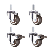 4Pcs Furniture Caster Wheels No Noise Swivel Soft Rubber Rollers with Thread Stem for Office Chair Cart Trolley Workbench 1inch