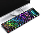 104 Keys Crystal Panel Gaming Wired Keyboard Round Punk USB Pink Typewriter Retro Game Keyboards for Home Office Gamer