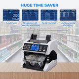 Multi-Currency Total Vertical Money Counting Machine Dual CIS Image Recognition USD Euro Multi-Country Currency Money Counting M