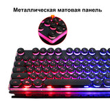 104 Gaming Russian Keyboard Mouse Combos Retro Round Keycap RGB Backlit USB Wired Typewriter Keyboards Mice Set Kit for Gamer
