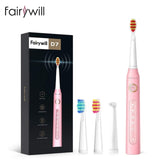 Fairywill Electric Sonic Toothbrush FW-507 USB Charge Waterproof Rechargeable Electronic Tooth 8 Brushes Replacement Heads Adult