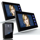 7 Inch Video Door Phone Doorbell Intercom Kit 1-camera 2-monitor Night Vision with IR-CUT 1000TVL Camera