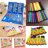 1 Set 86 Pcs Children Drawing Painting Art Set Blue Water Color Pen Crayon Oil Pastel Paint Brush Drawing Tool School Party Gift