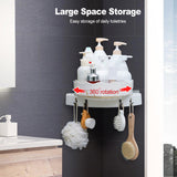 With Hooks Shower Caddy Spices Holder 360 Rotating Corner Shelf Wall Mount Shampoo Bathroom Organizer No Drilling Adhesive