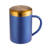 Nordic Style 400ml Coffee Cup with Lid 304 Stainless Steel Office Mug with Handle Home Student Double-Layer Insulated Water Cup