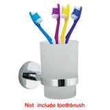 Round Glass Cup Hotel Wall Mounted Toothbrush Holder Home Toothpaster Accessories Toilet Bathroom Stainless Steel Organizer