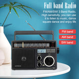 TR618 AM FM SW Portable Analog Radio with Digital MP3 Player Loud Volume Big Speaker Ideal for Home and Elder
