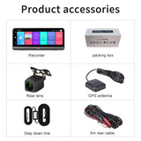 8 inch 4G ADAS Android 8.1 Dash Cam 2+32GB GPS Navigation WiFi Car DVR Camera 1080P Video Recorder g-senor parking surveillance