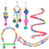Parrot Hanging Cage  Bird Cage Toys for Parrots Reliable &amp; Chewable-Swing Hanging Chewing Bite Bridge Wooden Beads Ball Bell To