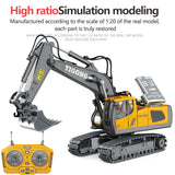 2.4G High Tech 11 Channels RC Excavator Dump Trucks Bulldozer Alloy Plastic Engineering Vehicle Electronic Toys For Boy Gifts