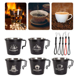 5 Pieces 304 Stainless Steel Milk Coffee Cups w/ Hanging Rope Handle Mugs for Camping Campfire BBQ Hiking