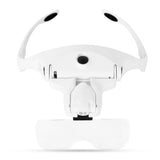 USB Rechargeable 2 LED Auxiliary Light Wearable Magnifier 5 Focus-length Adjustable Magnifying Loupe with 5 Replaceable Lenses