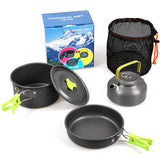 2-3 Person Outdoor Camping Portable Tableware Kettle Fry Pan Pot Cooking Travel Picnic Set