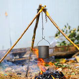 Lixada Camping Tripod Board Turn Branches into Campfire Tripod Titanium Campfire Support Plate with Adjustable Chain for Cooking