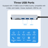 6-in-1 Type-C Hub Multifunctional Type-C Converter Aluminum Alloy Shell with USB3.0 USB2.0 HD Ports TF SD Card Slots