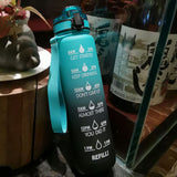 1L Motivational Sports Water Bottle Leakproof Flip Top Water Bottle with Time Marker and Removable Strainer for Sports Workout