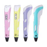 3D Printing Pen DIY Drawing Pen With LCD Display 3D Pen With 12 Colors 100 Meter PLA Filament Christmas Birthday Gift for Child