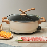 220V 5L Electric Hot Pot 1500W Household 2 Flavor Hotpot Non-Stick Portable Cooking Machine Easy To Clean 5 Gear Adjustment