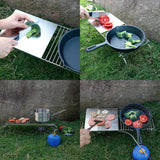 2 in 1 Outdoor Folding Stove Stand Barbecue Grill Camping Table Pot Holder BBQ Net Firewood Bracket For Hiking Picnic BBQ Party