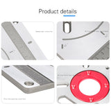 Aluminum Alloy Router Table Insert Plate Trimming Machine 2 Scales Printed Engraving Tool Flip Board with 4Rings for Woodworking