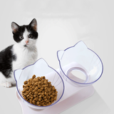 Cat Food Bowl Double single Transparent AS Material Non-slip Food Bowl With Protection Cervical Transparent protect cat neck