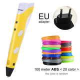 3D Pen Model 3D Printer Drawing Magic Printing Pens With 100M Plastic ABS Filament School Supplies For Kid Birthday Gifts