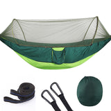 Outdoor Large Camping Hammock with Mosquito Net 2 Person Pop-up Parachute Lightweight Hanging Hammocks Tree Straps Swing Hammock