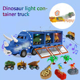 Dinosaur Transport Truck Pull Back Dino Car Vehicle Container Simulated Dinosaur Model Lighting Music Kids Toys Boys Xmas Gift