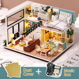 Cutebee DIY DollHouse Doll House Miniature Dollhouse Wooden Furniture Kit Toys for Children New Year Christmas Gift Case