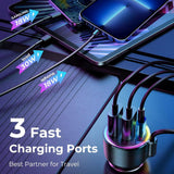 Bluetooth 5.3 FM/AUX Bluetooth Car Adapter 3 Ports PD&amp;QC 3.0 FM Modulator Bluetooth Car Transmitter Car Charger Bluetooth Adapte