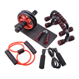 7pcs AB Wheel Roller Jump Rope Resistance Band Push Up Stand Hand Grip With Knee Pad Home Gym Fitness Muscle Exercise Training