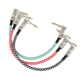 3Pack Guitar Patch Pedal Cable 6.5 Right Angle Braided Cable for Instrument Jumper Cables